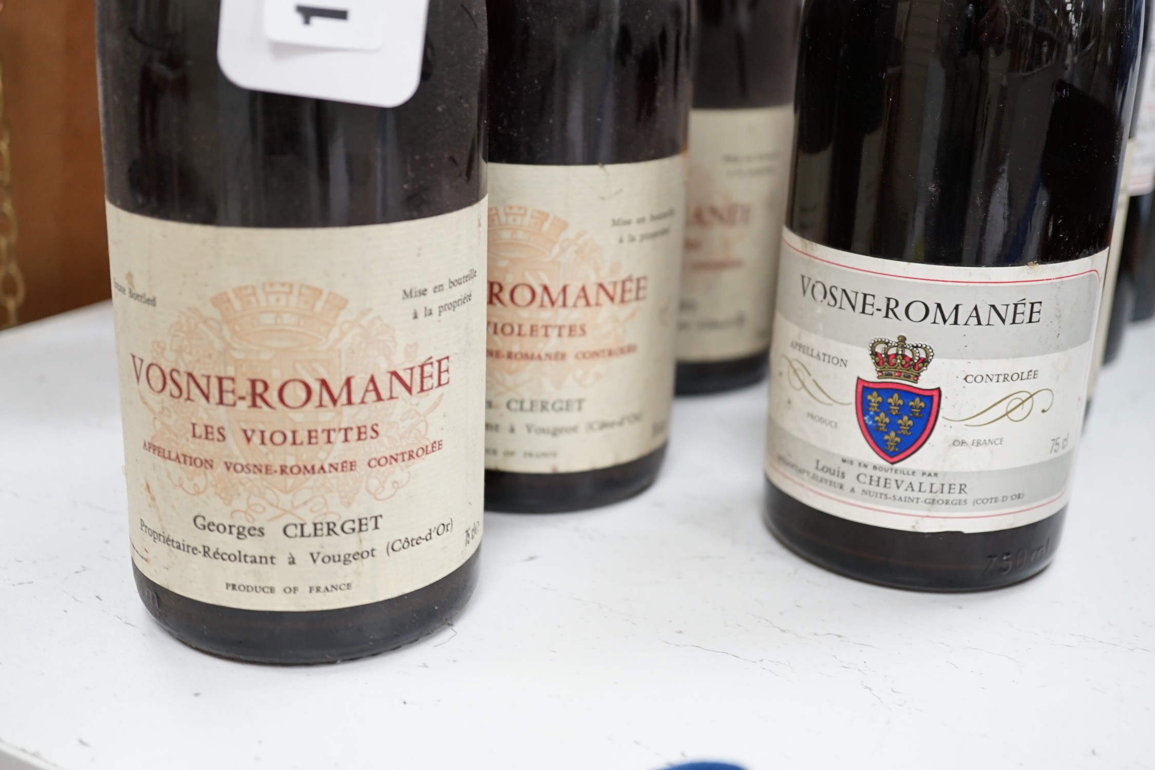 Seven bottles of 1982 Vosne-Romanee wine and six bottles of 1975 Chateau Lynch Bages Medoc, (13)